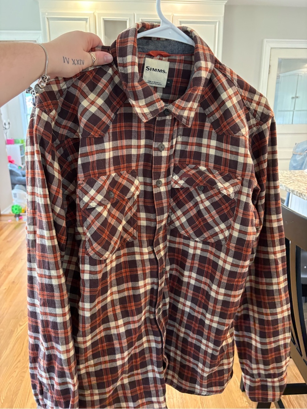Simms Men's Brown Plaid Flannel Shirt